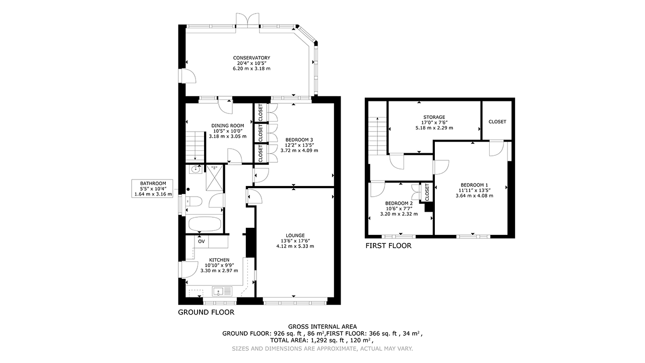 2D Black & White Floor Plan sample
